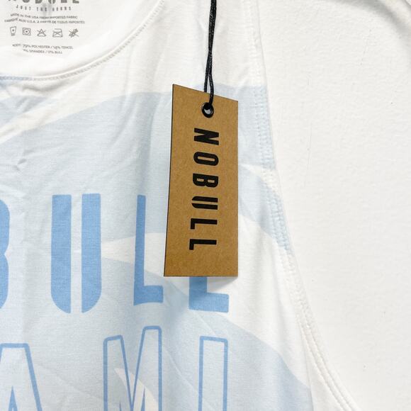 NoBull Women's Palm Tree Miami High Neck Muscle Top Tank Blue Size Medium - Picture 5 of 6